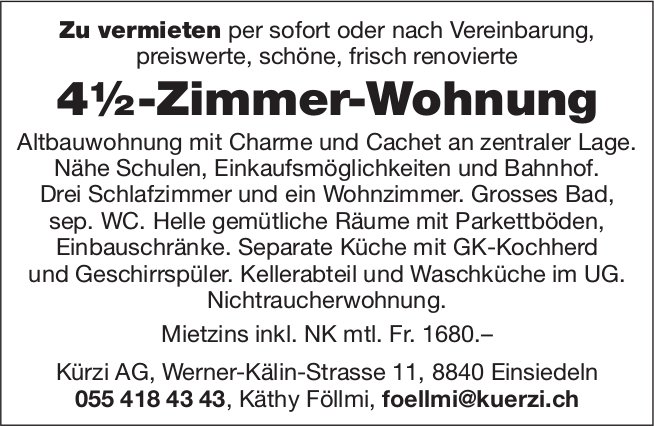 4½-Zimmer-Wohnung, zu vermieten