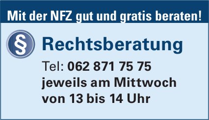 Mit Der NFZ Gut Und Gratis Beraten! Rechtsberatung Jeweils Am Mittwoch