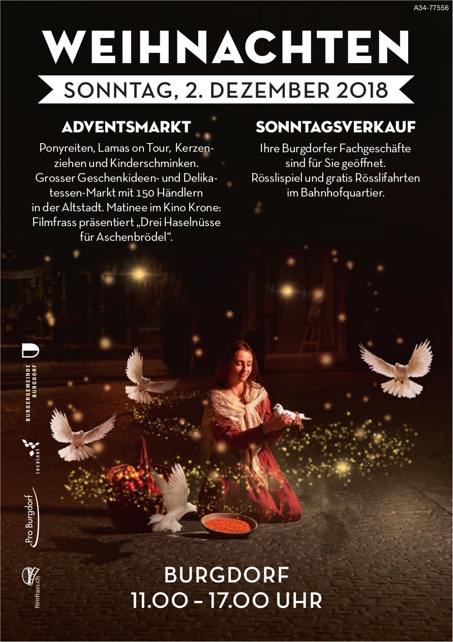 Sonntagsverkauf Weihnachten 2022 Zürich WEIHNACHTEN BURGDORF Adventsmarkt/ Sonntagsverkauf am 2. Dez.