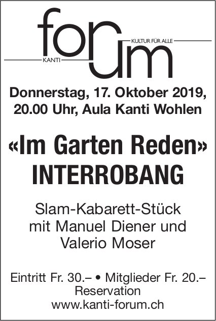 Im Garten Reden Slam Kabarett Stuck Am 17 Oktober In Wohlen